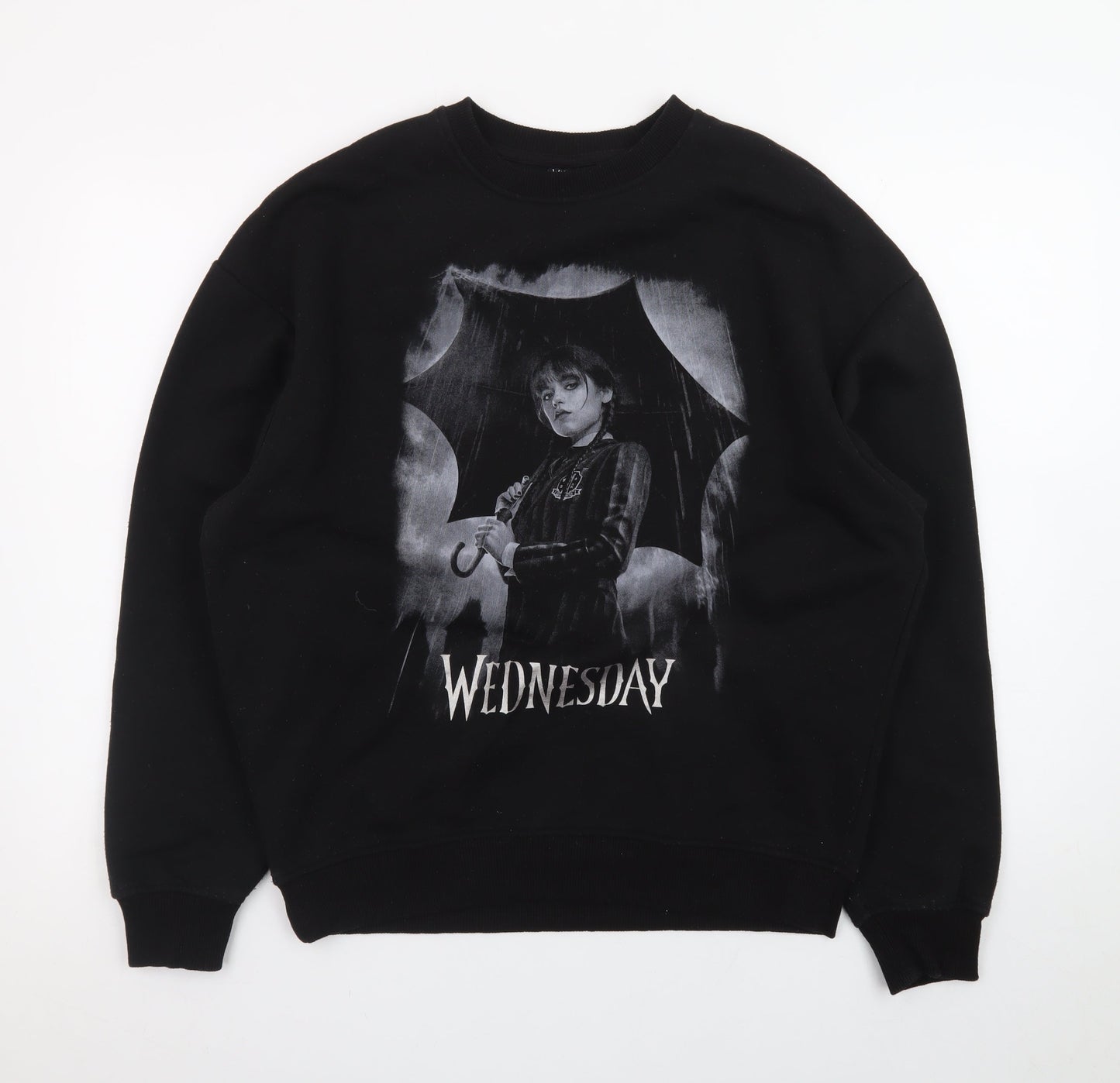 Wednesday Black XS Womens Pullover Sweatshirt with Graphic Print