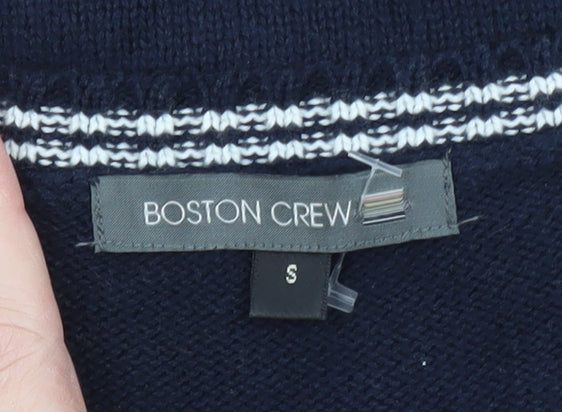 Boston Crew Men's Blue Cable-Knit Cotton V-Neck Vest S