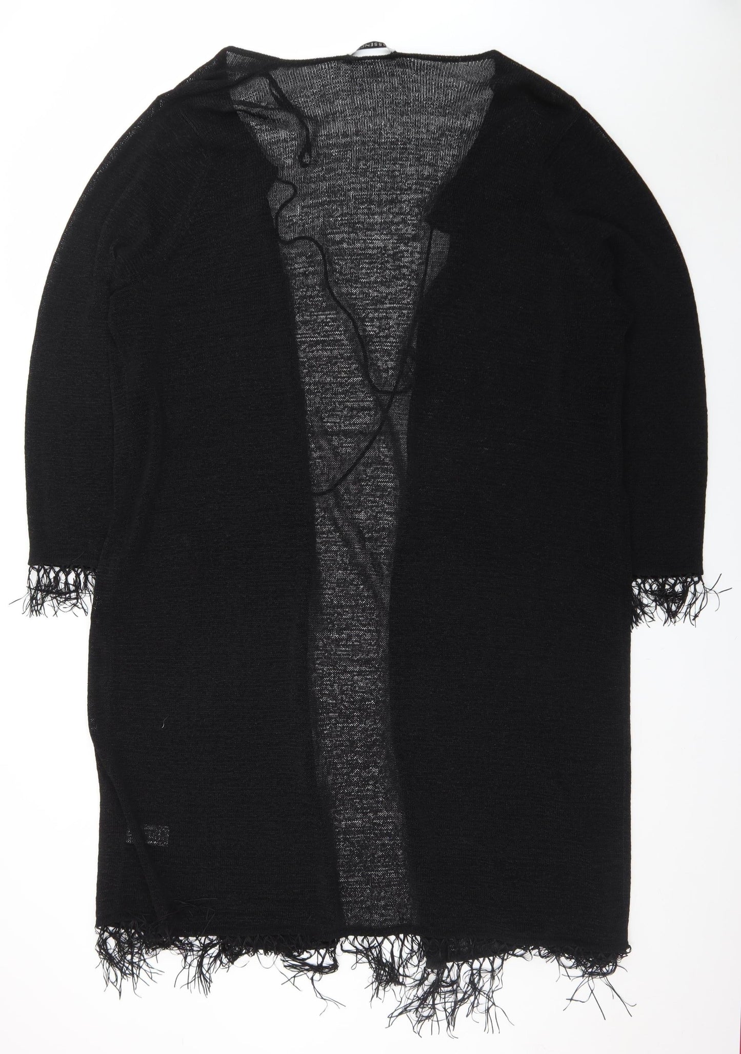 Evans Women’s Black Plus Size 26 Open Fringe Knit Cardigan