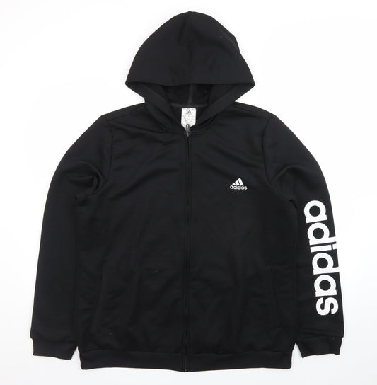 Adidas Men’s Black 2XL Full Zip Hooded Sweatshirt with Logo