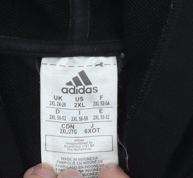 Adidas Men’s Black 2XL Full Zip Hooded Sweatshirt with Logo