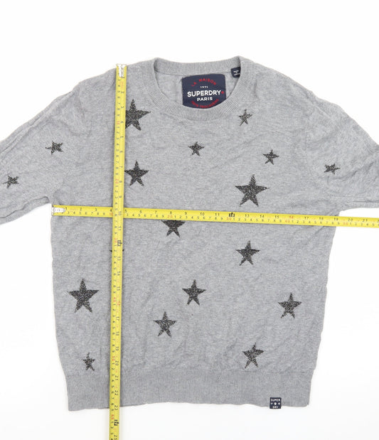 Superdry Womens Grey Star Knit Pullover Jumper Size L