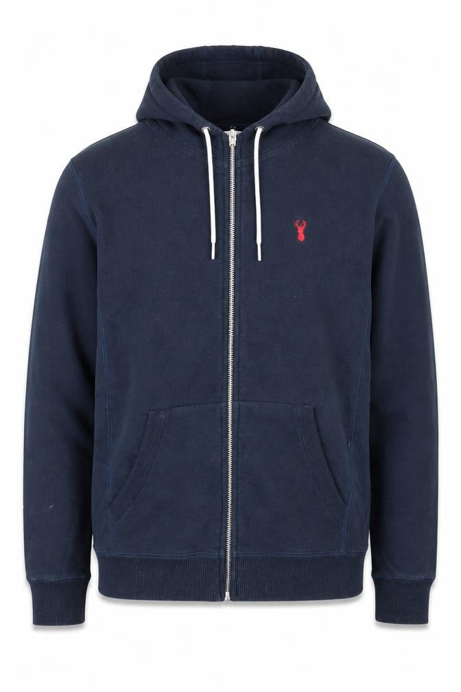 Guess Men’s Blue Full Zip Hoodie Size M Logo Fleece Sweatshirt