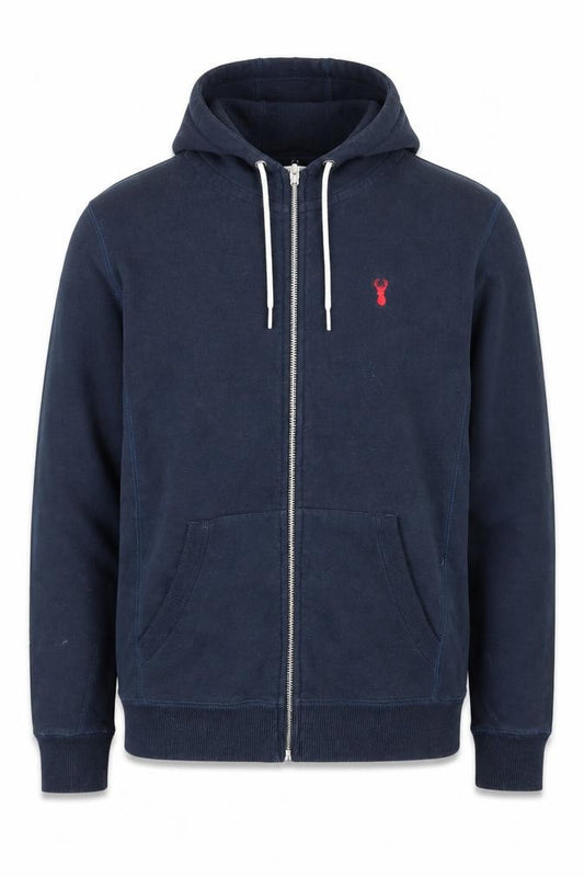 Guess Men’s Blue Full Zip Hoodie Size M Logo Fleece Sweatshirt