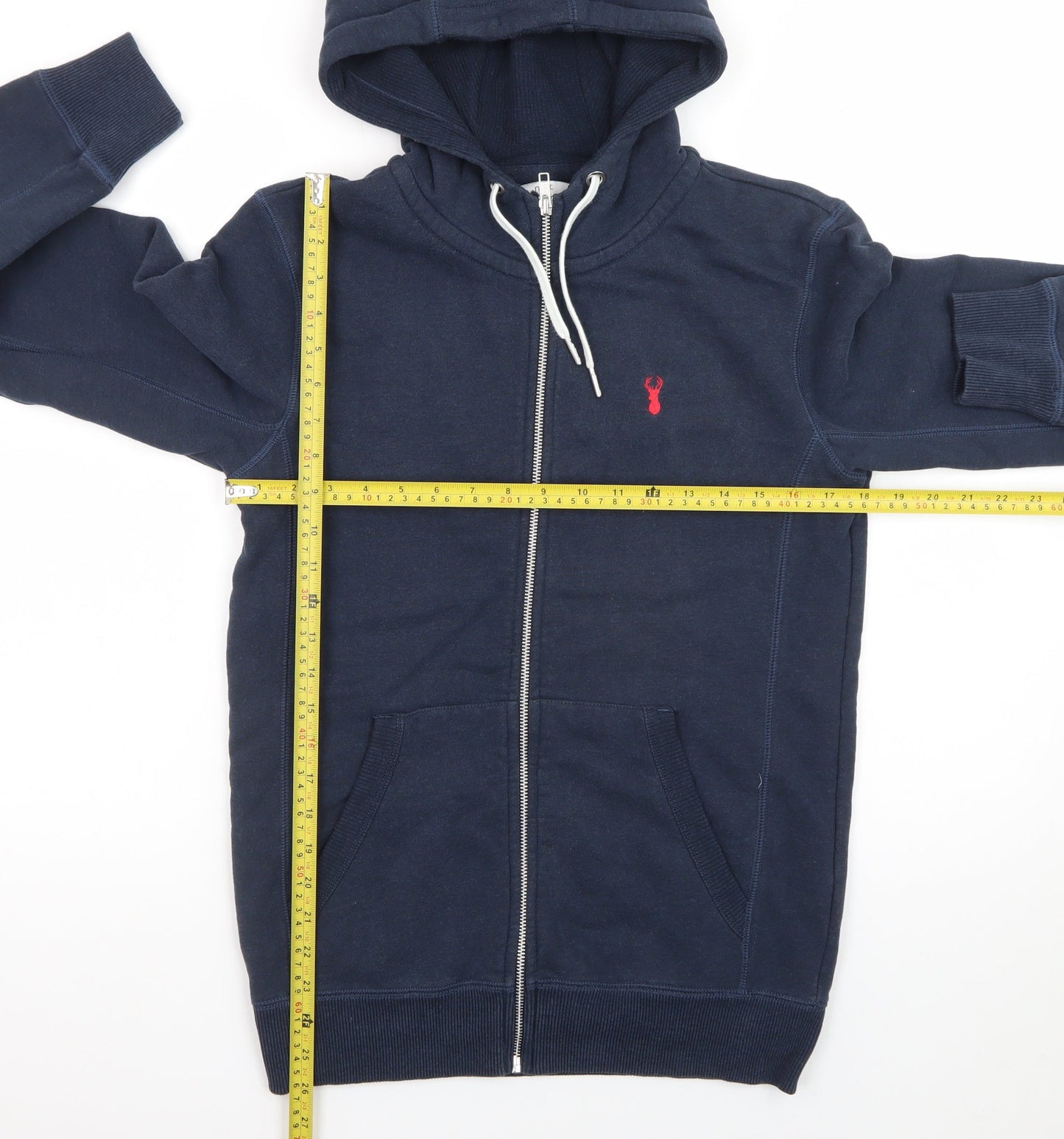 Guess Men’s Blue Full Zip Hoodie Size M Logo Fleece Sweatshirt