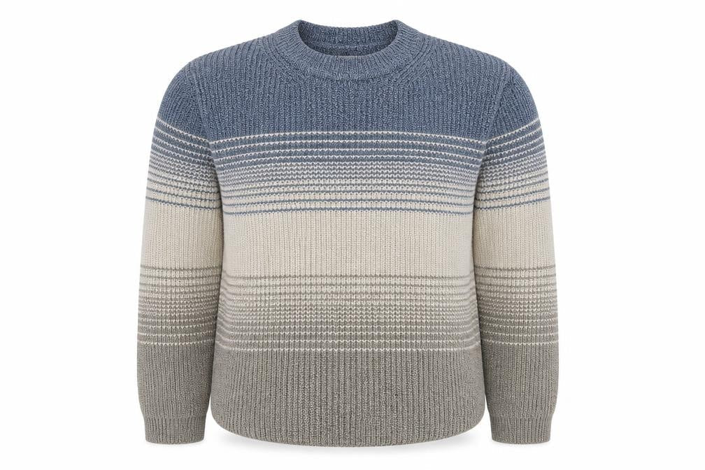 Celtic & Co. Men's Blue Wool Striped Crew Neck Jumper L