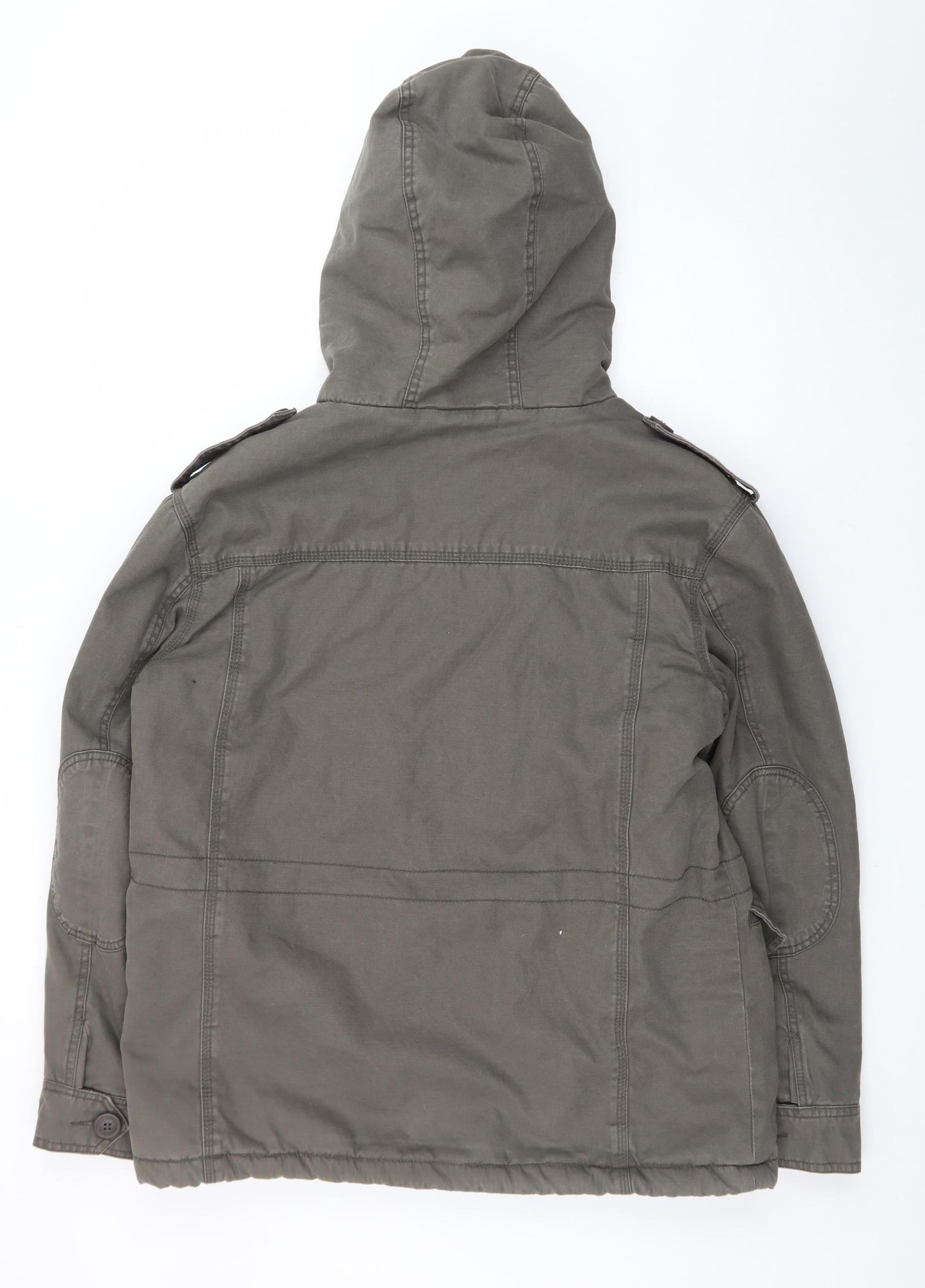 Mantaray Men’s Green Hooded Cotton Parka Jacket Size M