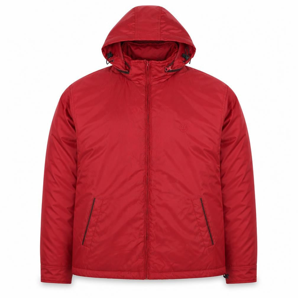 Chaps Men's Red Hooded Polyester Puffer Jacket L Regular Fit