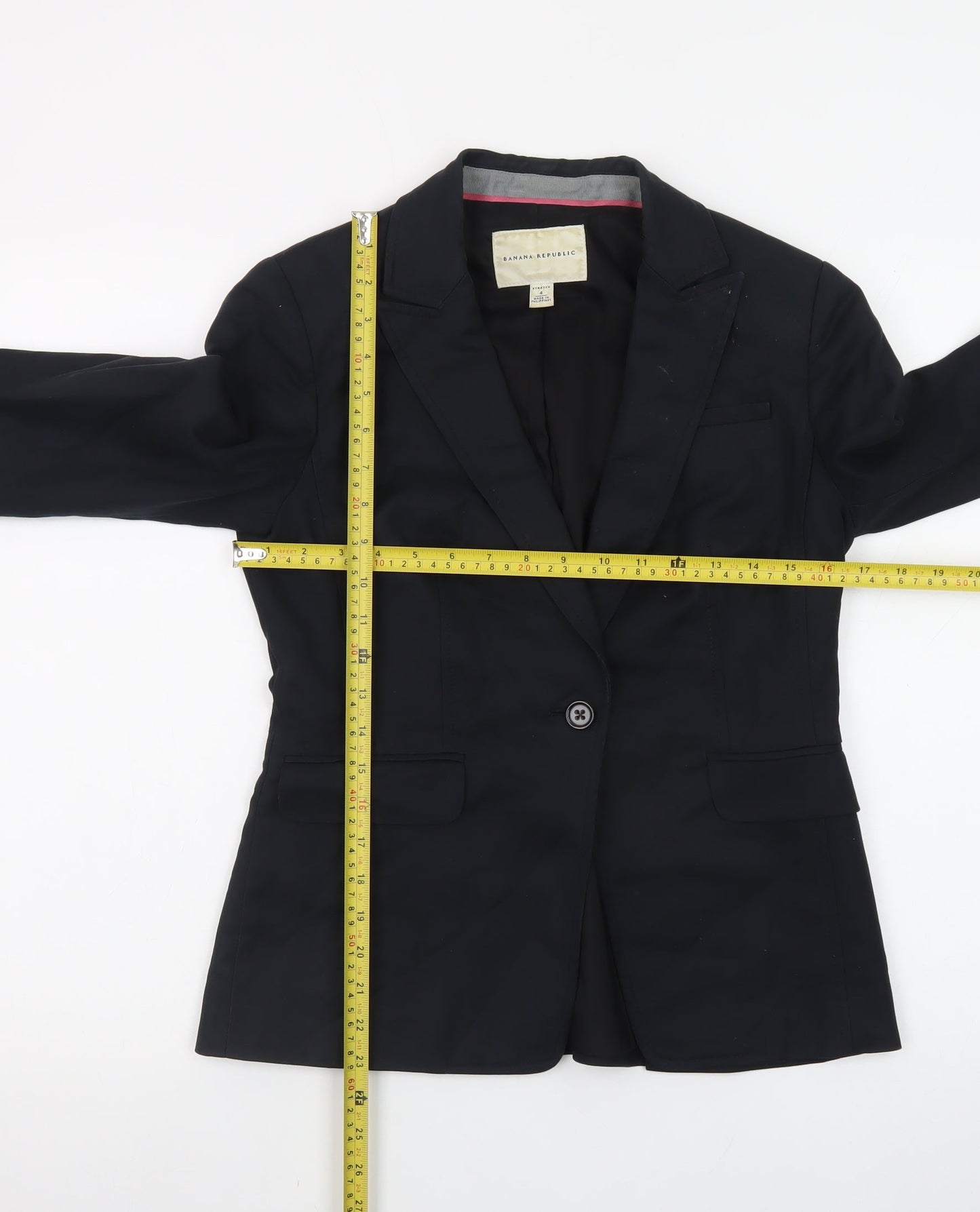 Banana Republic Women's Black Size 8 Stretch Blazer Single-Breasted Jacket