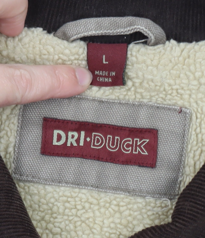 DRI DUCK Men's Beige L Lined Canvas Bomber Jacket Workwear Style