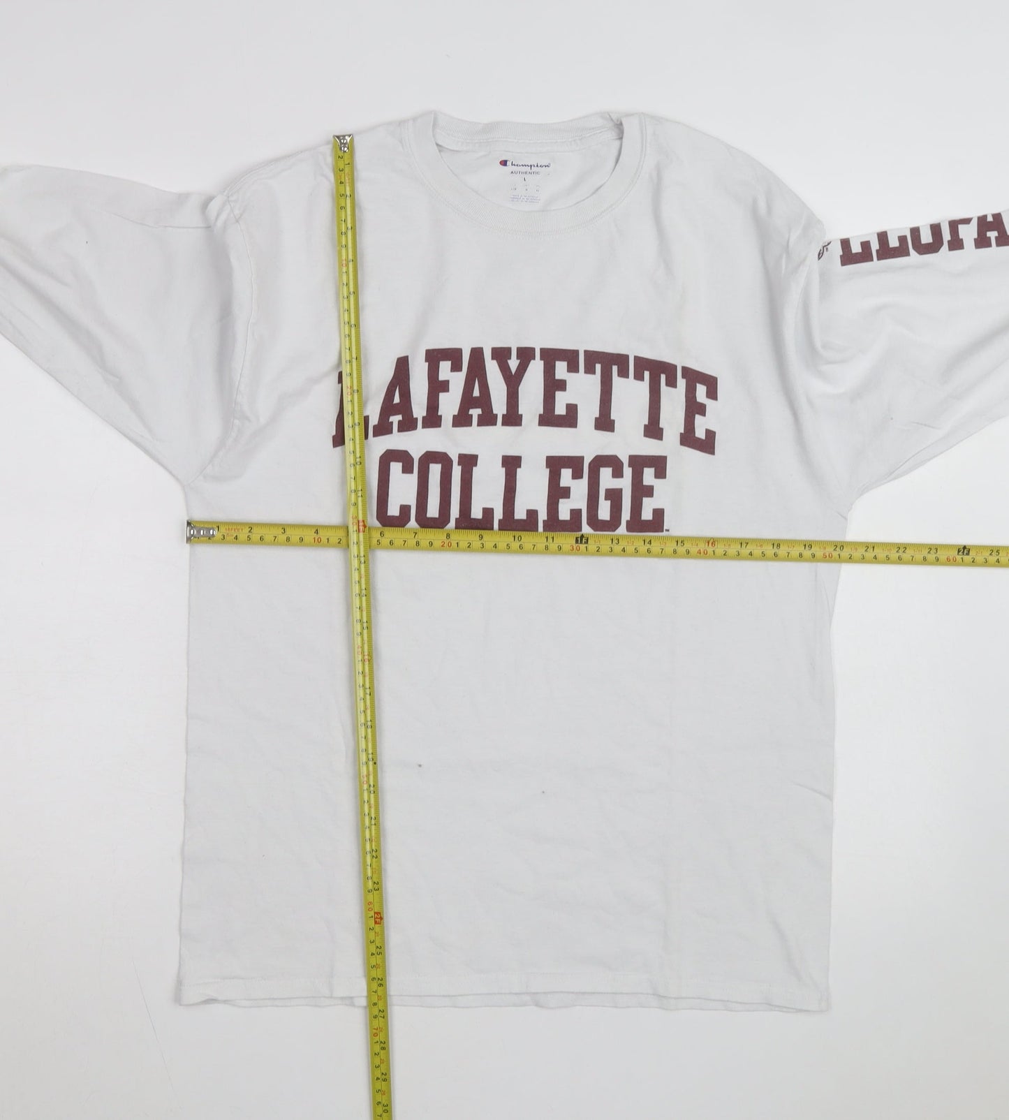 Champion Men's White Lafayette College Long Sleeve T-Shirt Size L