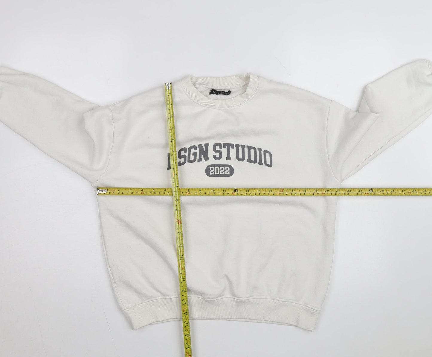 Boohoo Women Ivory DSGN Studio 2022 Pullover Sweatshirt Size S
