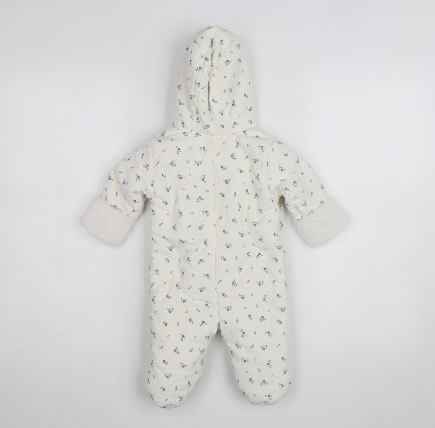 Marks and Spencer Unisex Baby White Floral Hooded Babygrow 0-3 Months