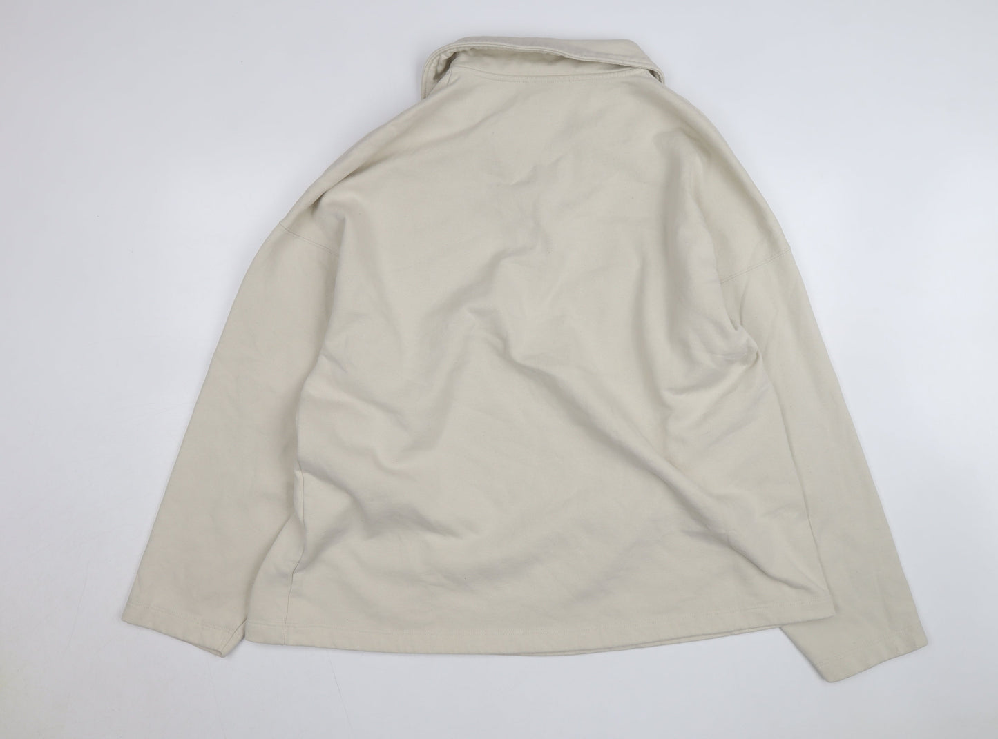 Topshop Women’s Beige Collared Henley Fleece Jumper Size L