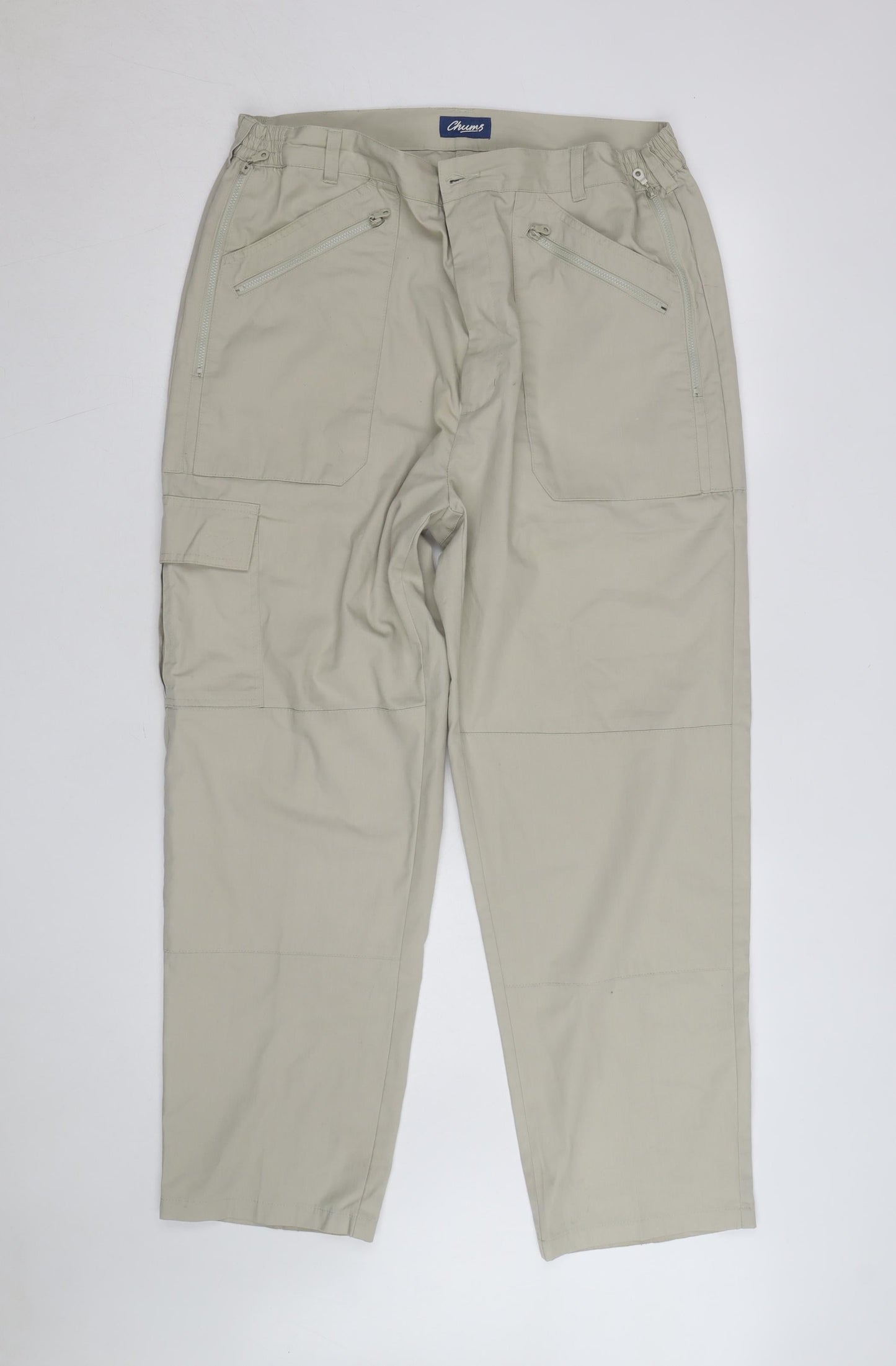 Chums Mens Beige Cargo Trousers Size 38 Regular Cotton Blend