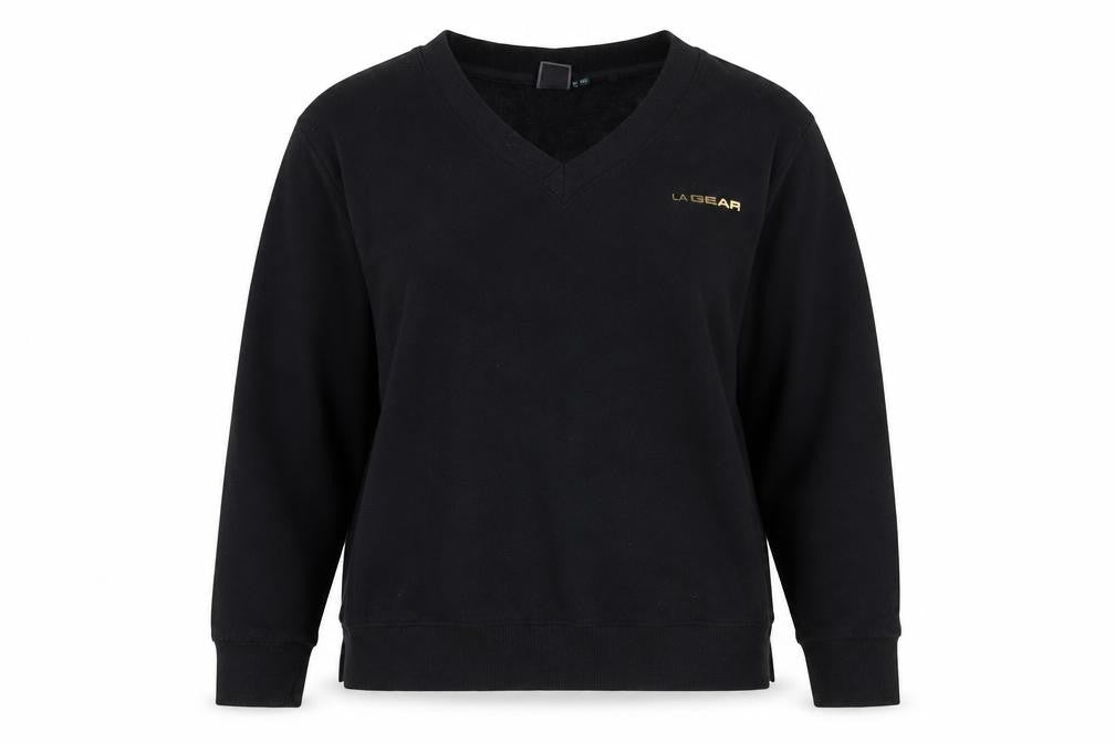 LA Gear Women's Black V-Neck Pullover Sweatshirt Size 8
