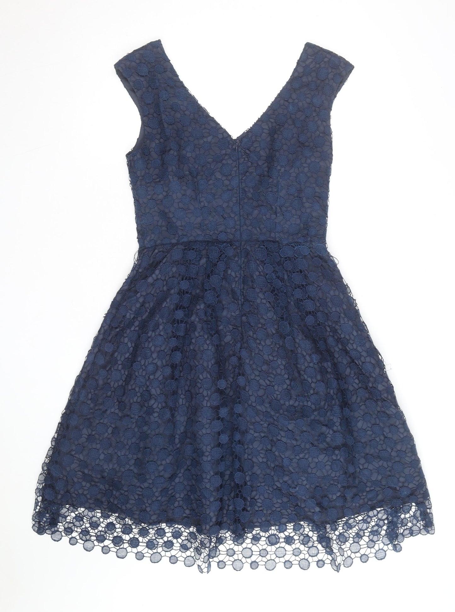 Pepperberry Women Blue Fit & Flare Lace Knee Length Sleeveless Dress Size 10