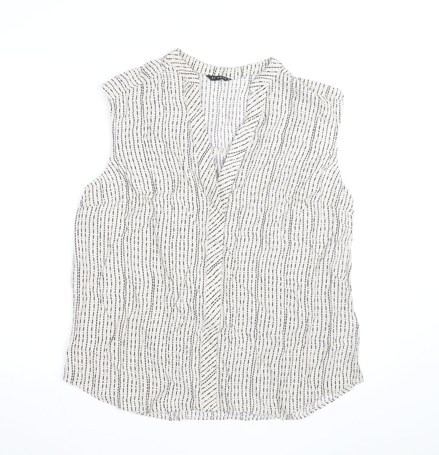 Et Vous Women’s White Striped Sleeveless Viscose Blouse Size 18