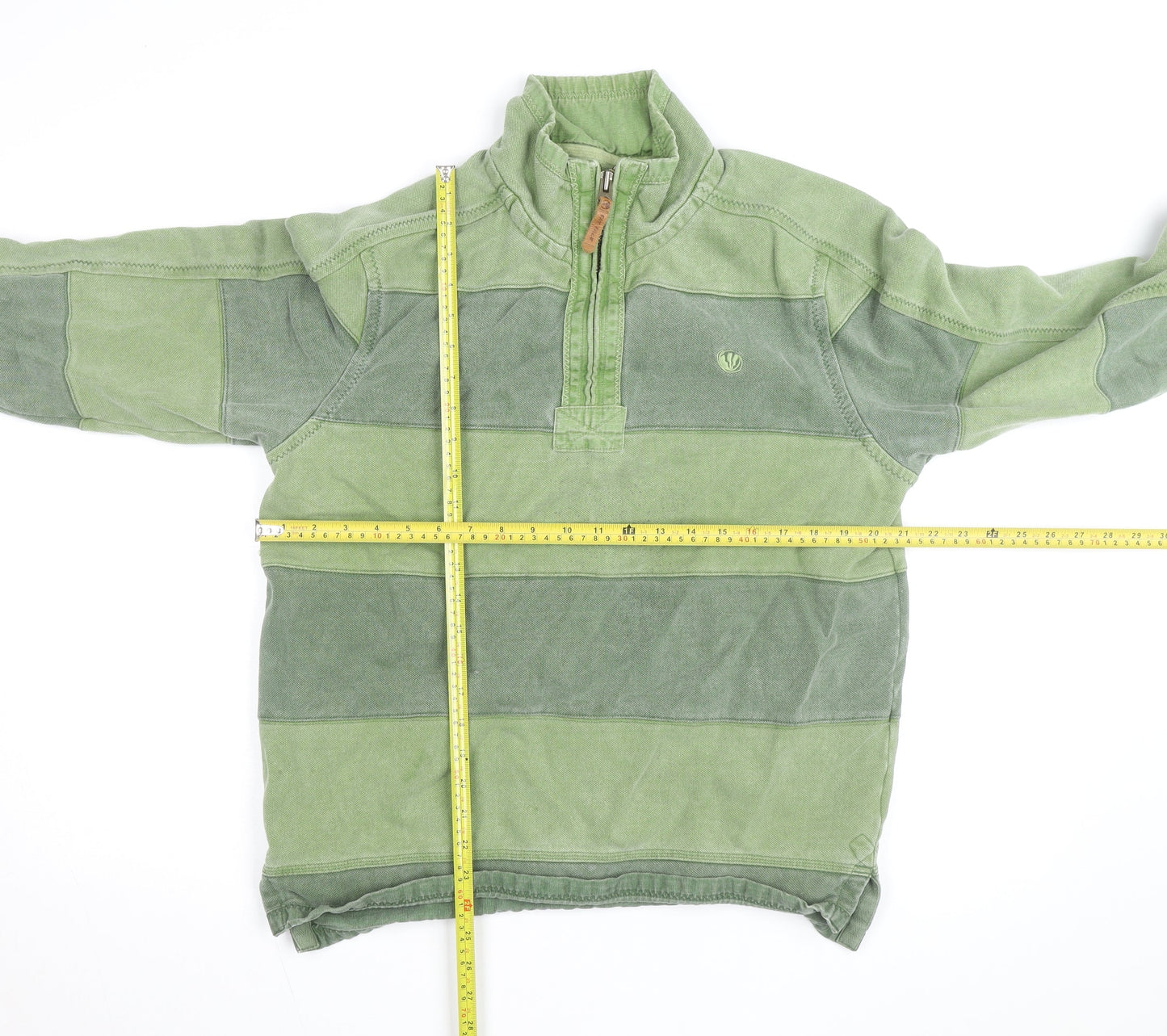 Fat Face Men's Green 1/4 Zip Striped Cotton Jacket M