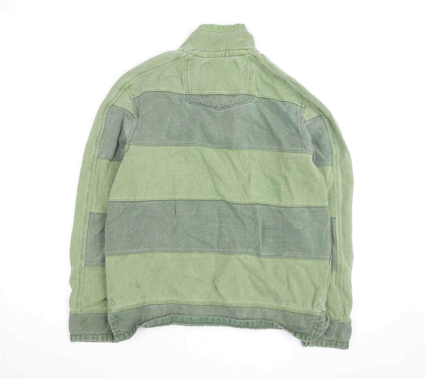 Fat Face Men's Green 1/4 Zip Striped Cotton Jacket M
