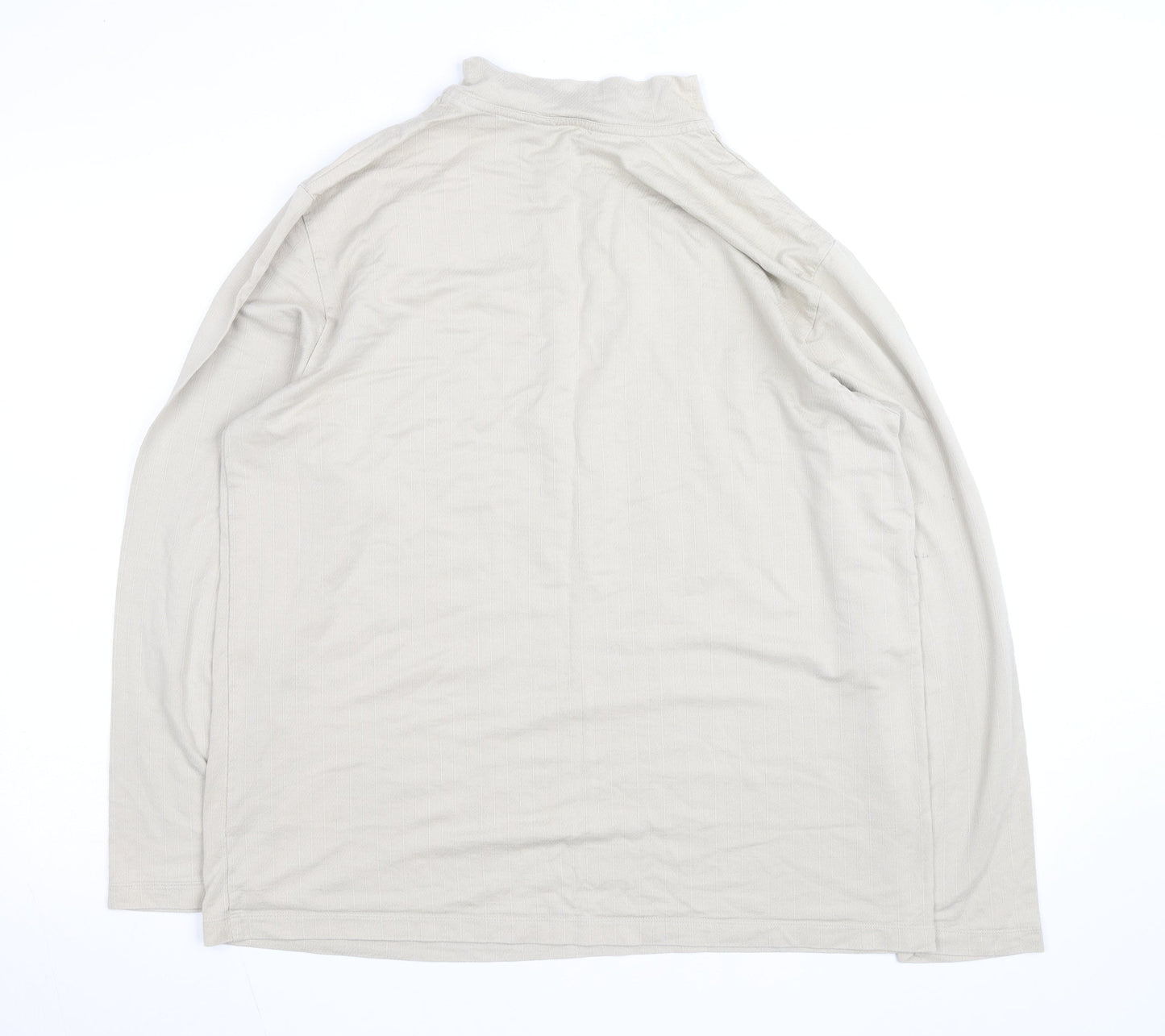 Murano Men's Beige Long Sleeve High Neck Cotton Shirt L