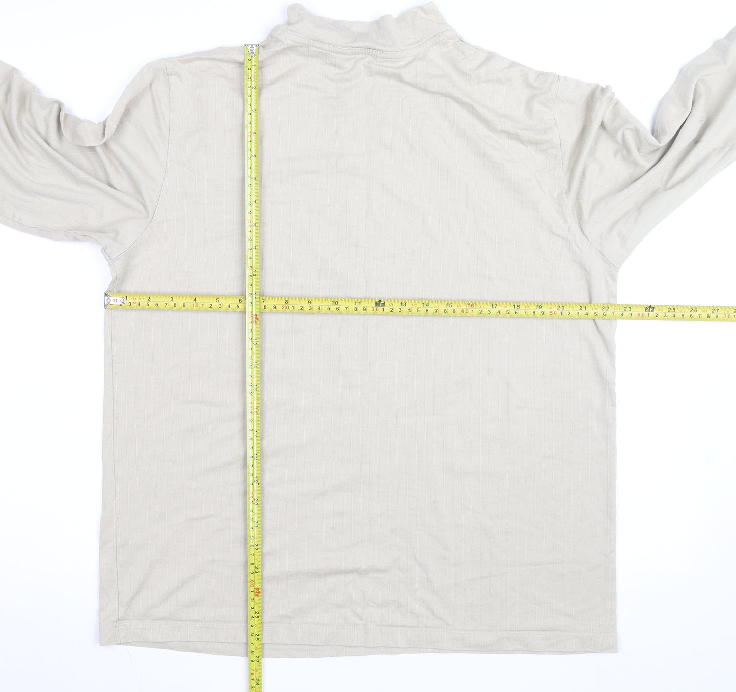 Murano Men's Beige Long Sleeve High Neck Cotton Shirt L