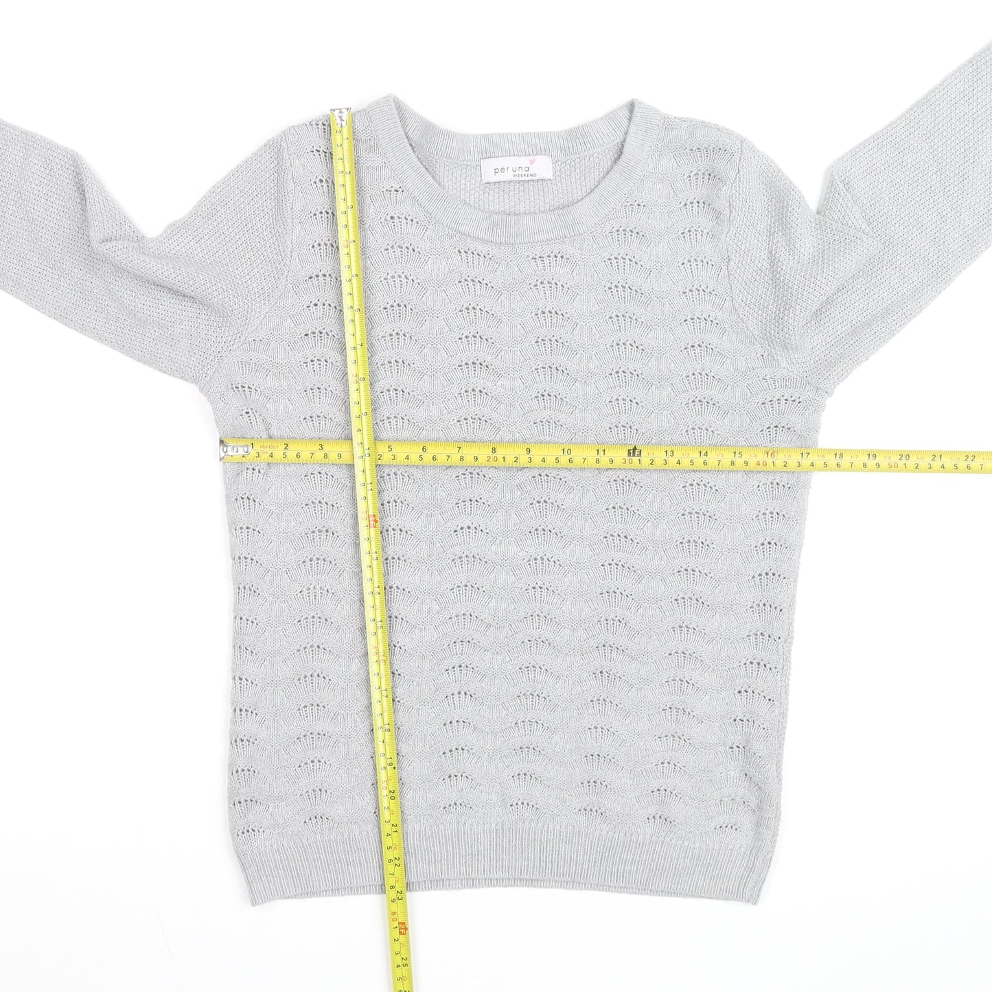Marks and Spencer Per Una Grey Cotton Jumper Women Size 10 Crew Neck