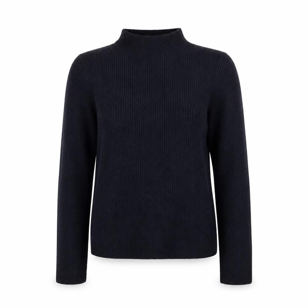 Mango Women Navy Blue Mock Neck Wool Blend Jumper Size L