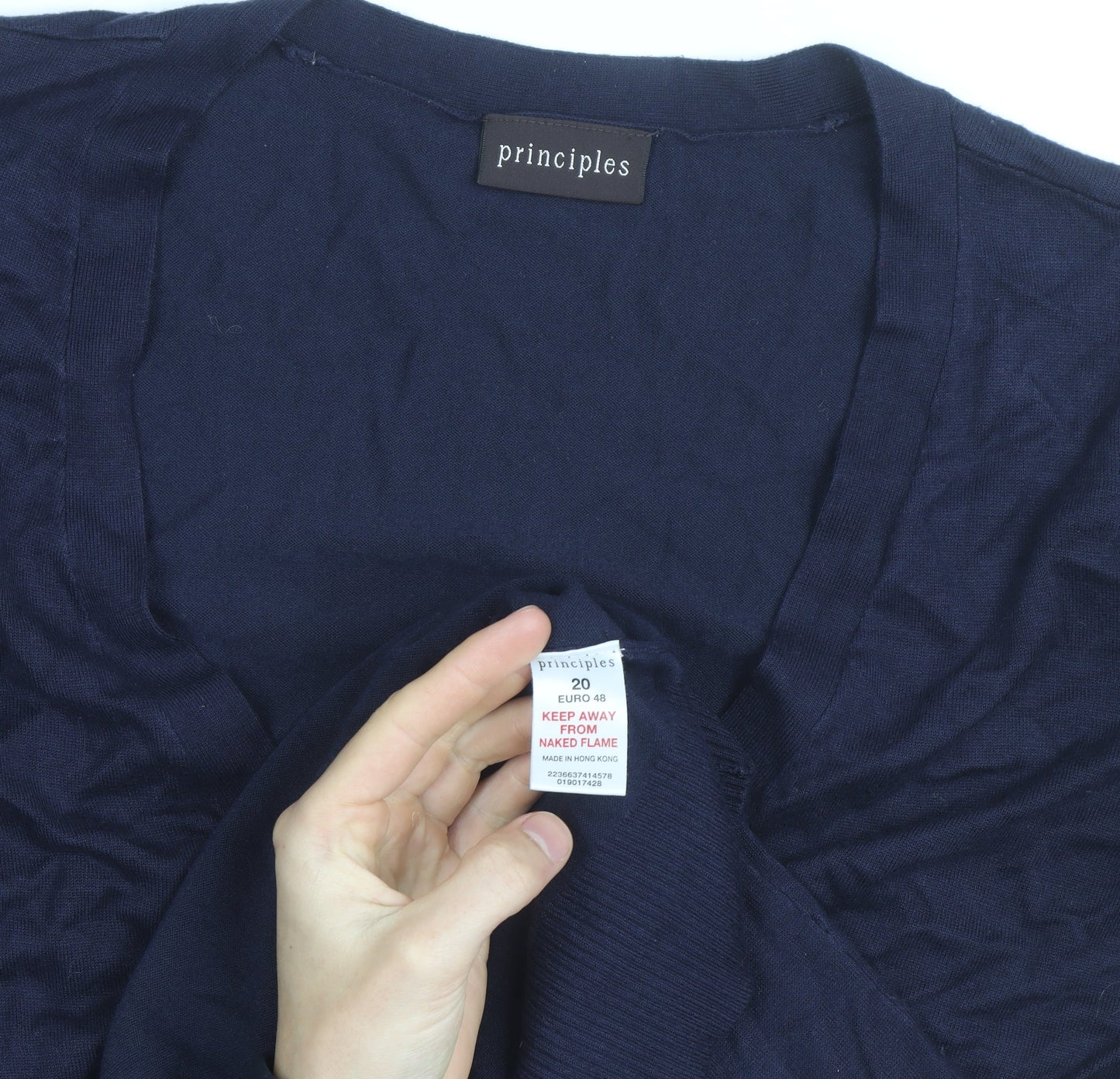 Principles Women’s Blue V-Neck Short Sleeve Button Cardigan Size 20