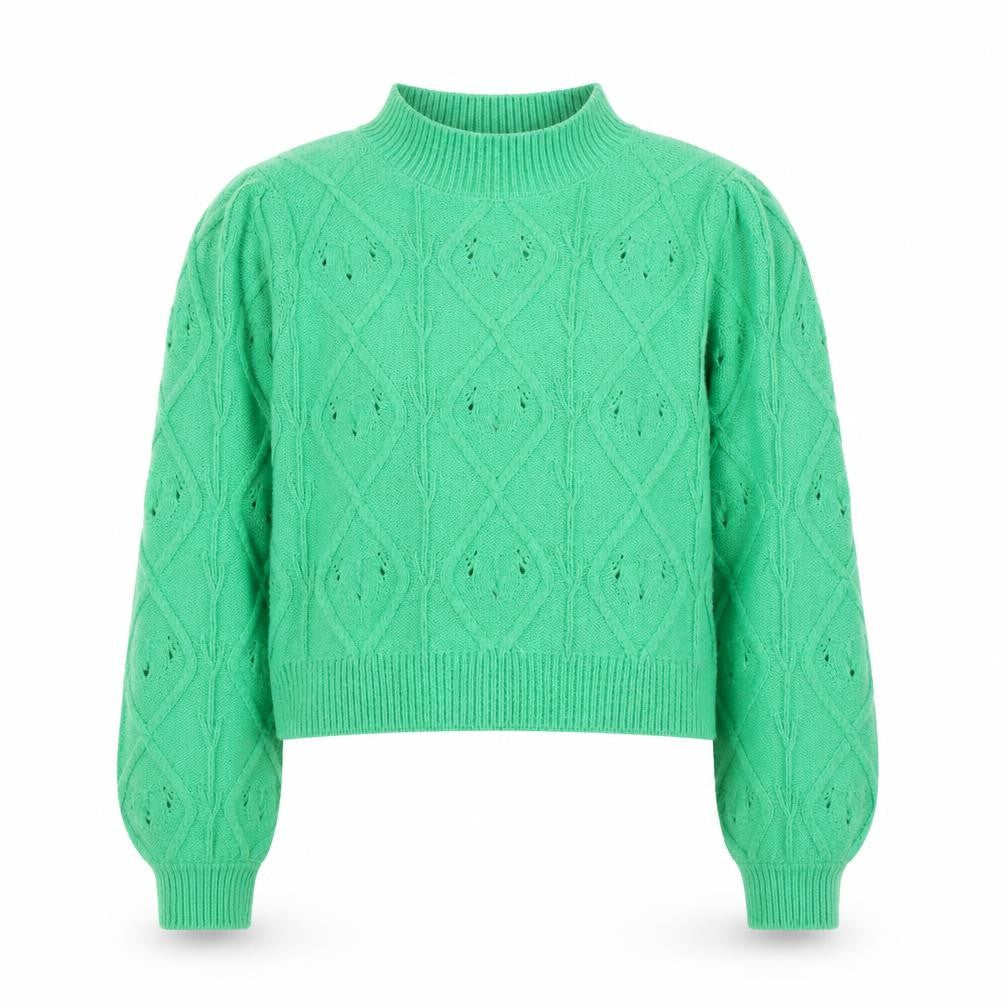 New Look Women’s Green Mock Neck Cable-Knit Tall Jumper Size 16