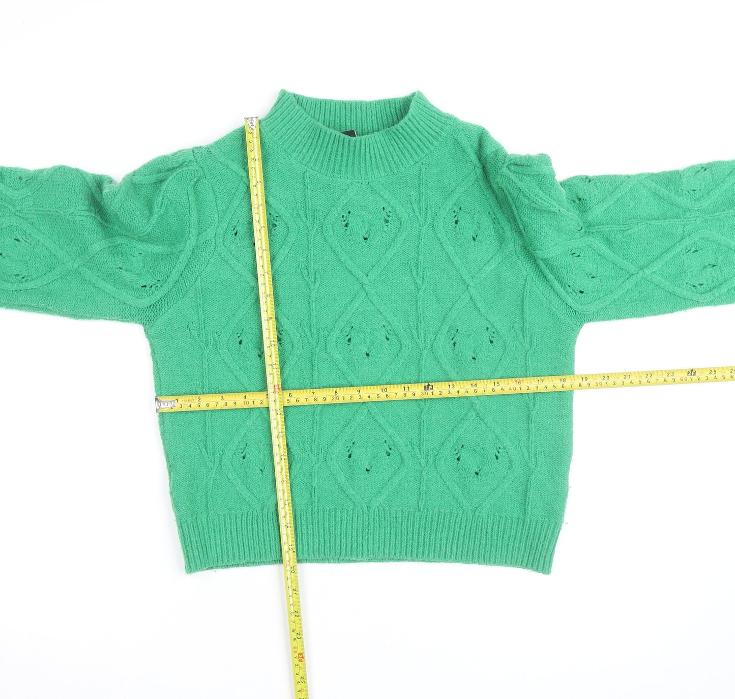 New Look Women’s Green Mock Neck Cable-Knit Tall Jumper Size 16