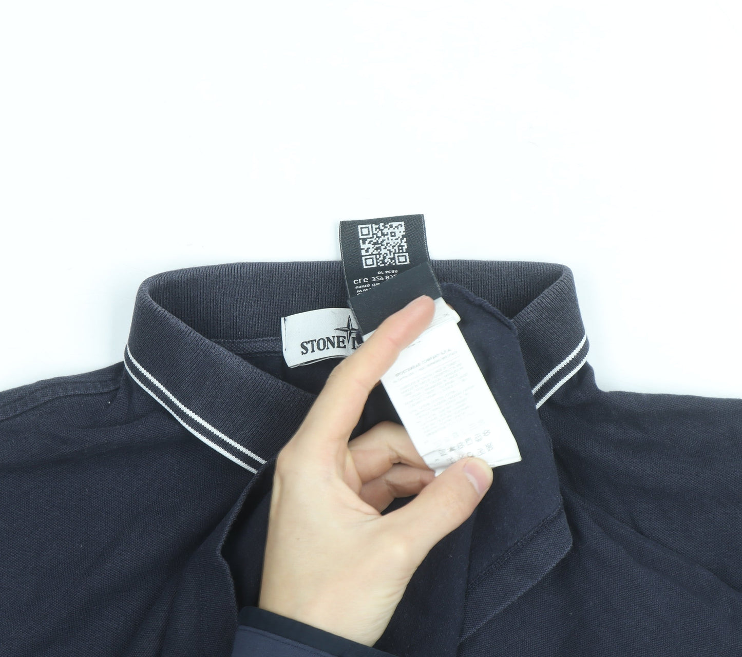Stone Island Mens Navy Slim Fit Long Sleeve Polo Shirt Size L
