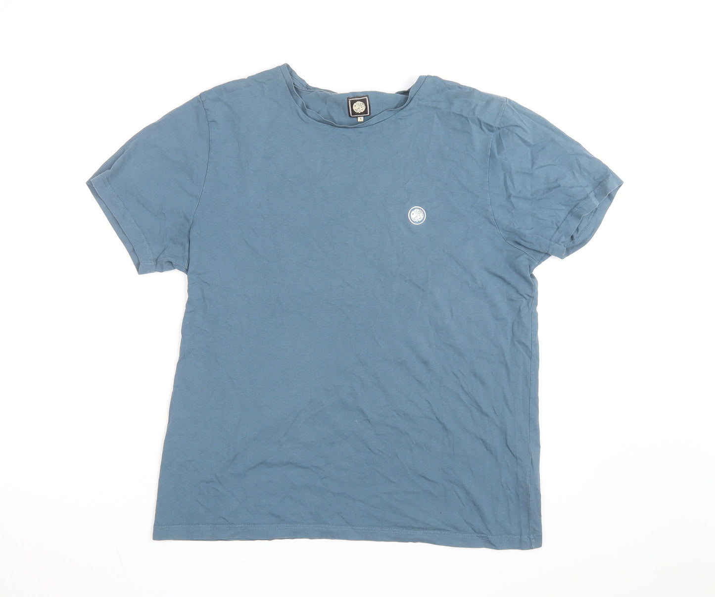 Pretty Green Men's Blue Cotton Crew Neck Short Sleeve T-Shirt L