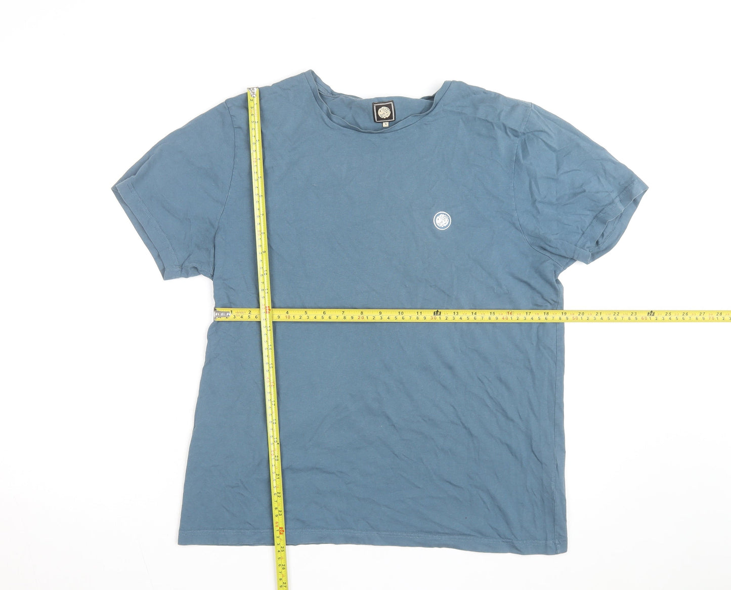 Pretty Green Men's Blue Cotton Crew Neck Short Sleeve T-Shirt L