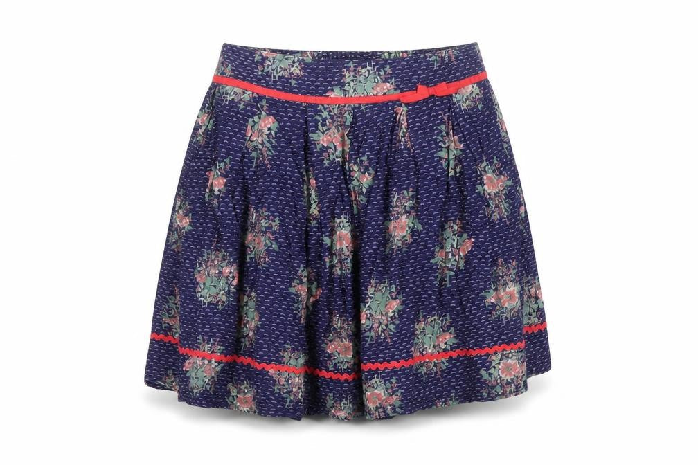 Monsoon Teens Blue Floral A-Line Short Cotton Skirt 12 Years