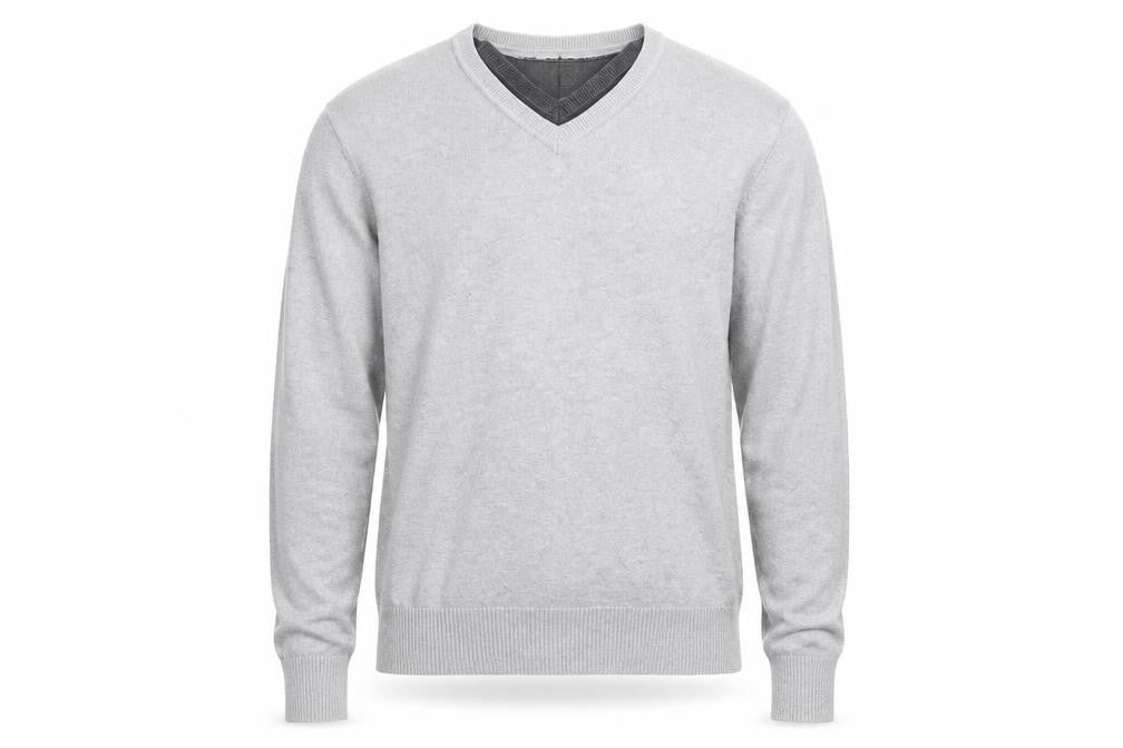 Sublevel Men's Grey V-Neck Cotton Knit Pullover Jumper Size L