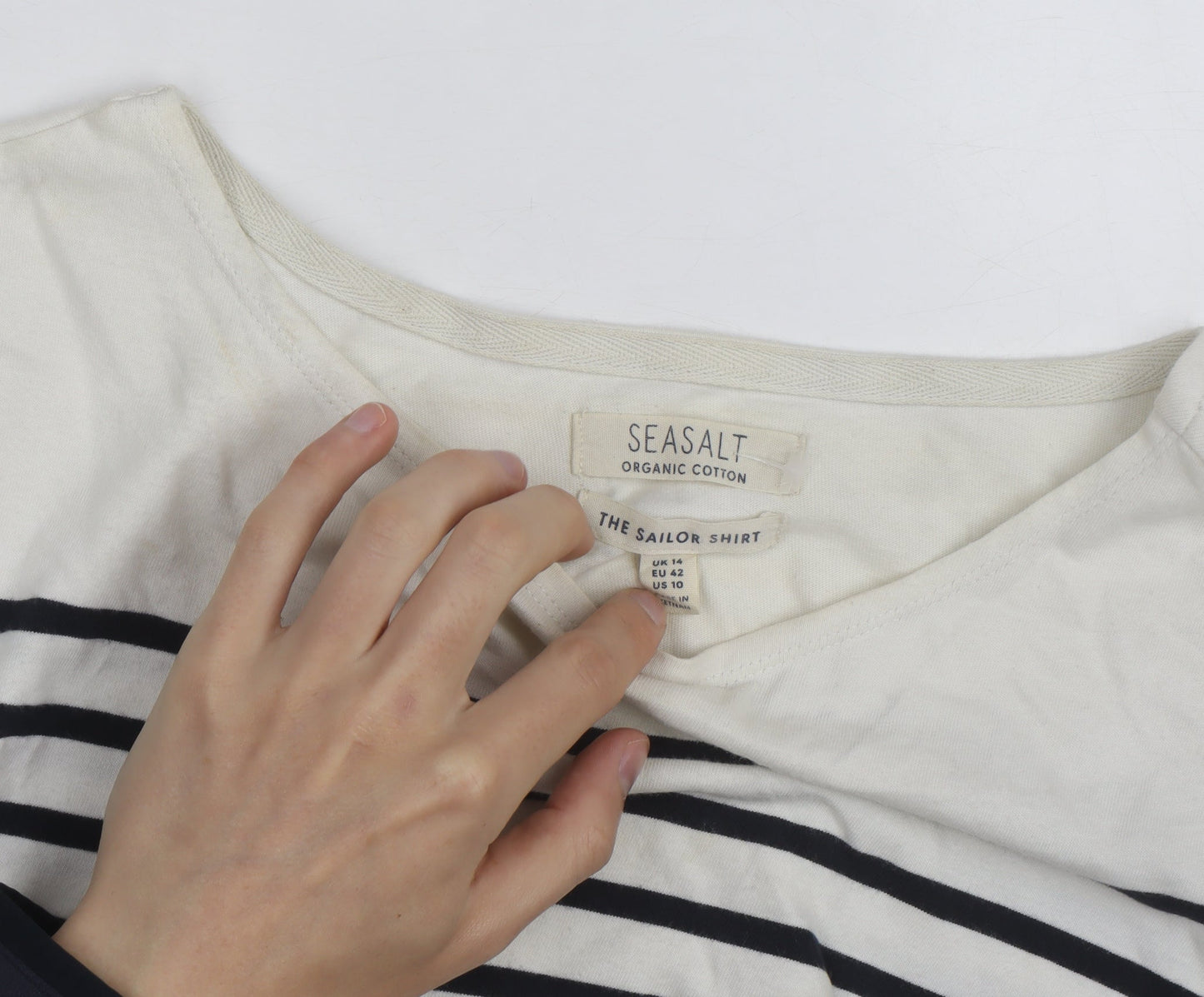 Seasalt Women’s Multicoloured Striped Cotton Sailor Shirt UK 14