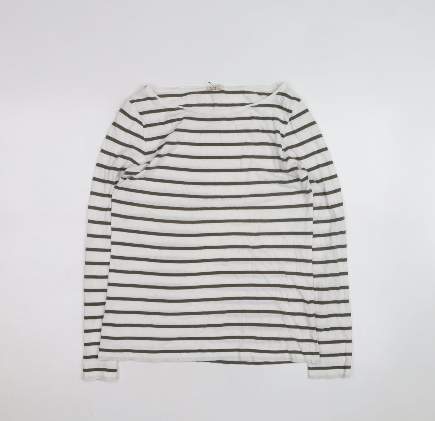 Jigsaw Men's White Striped Long Sleeve Cotton Top Size S