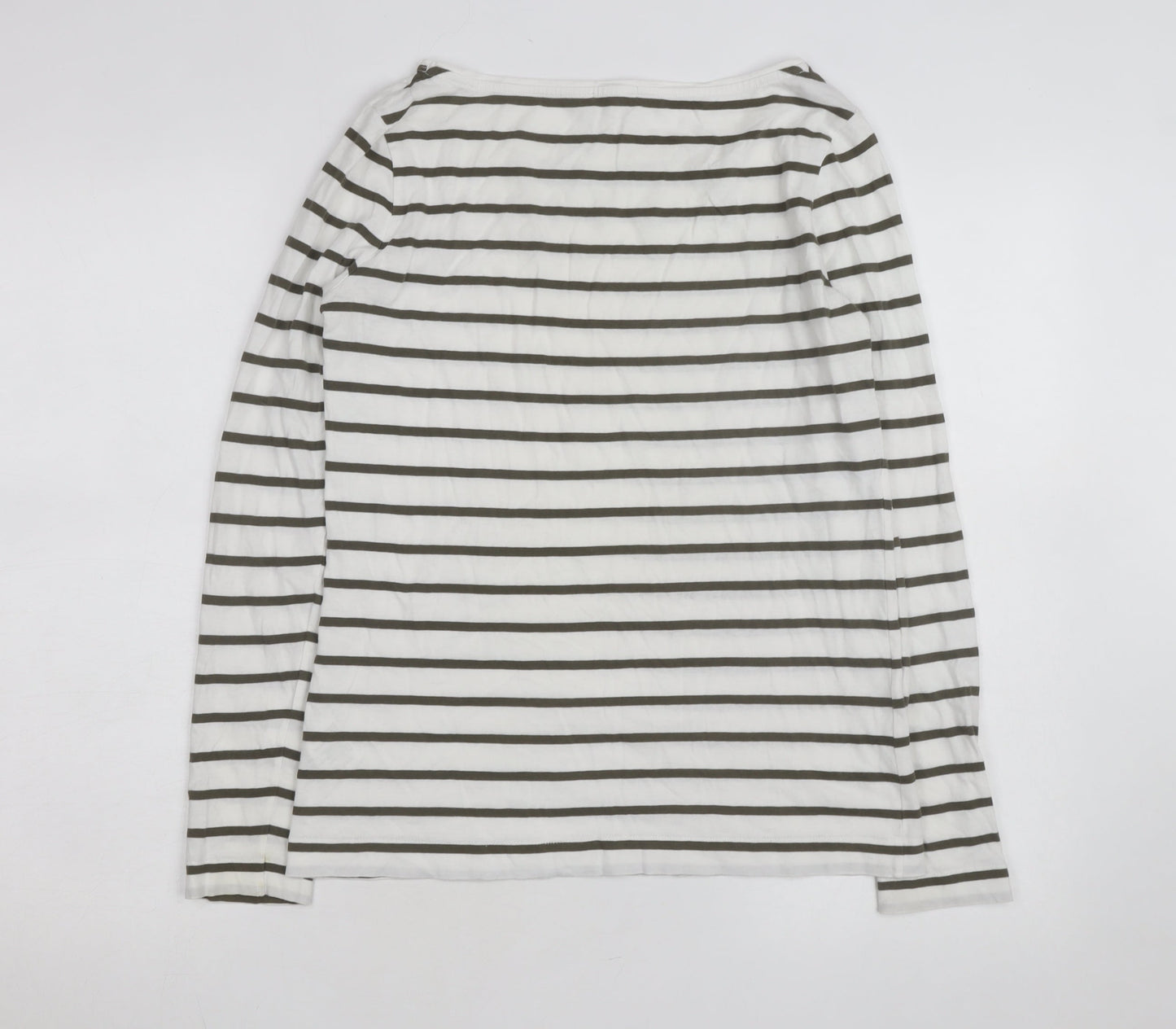 Jigsaw Men's White Striped Long Sleeve Cotton Top Size S