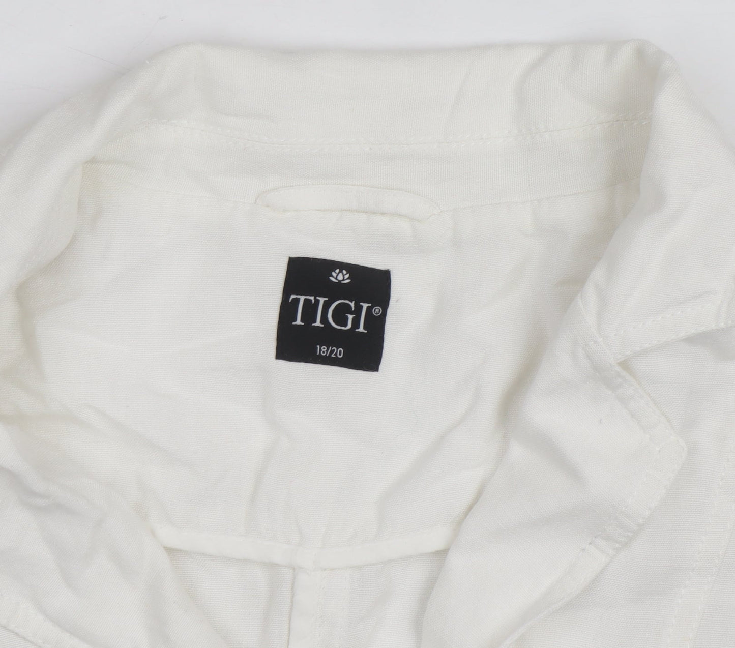 TIGI Womens White Linen Blend Sleeveless Blouse Size 18