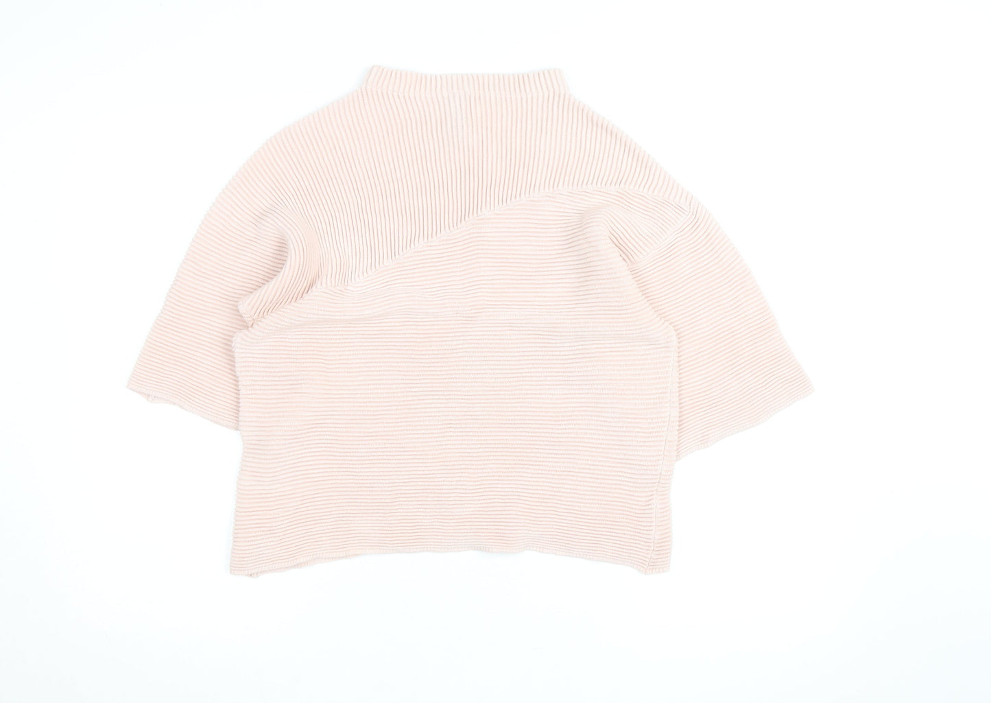 Marks and Spencer Women’s Pink Rib Knit Mock Neck Jumper Size M