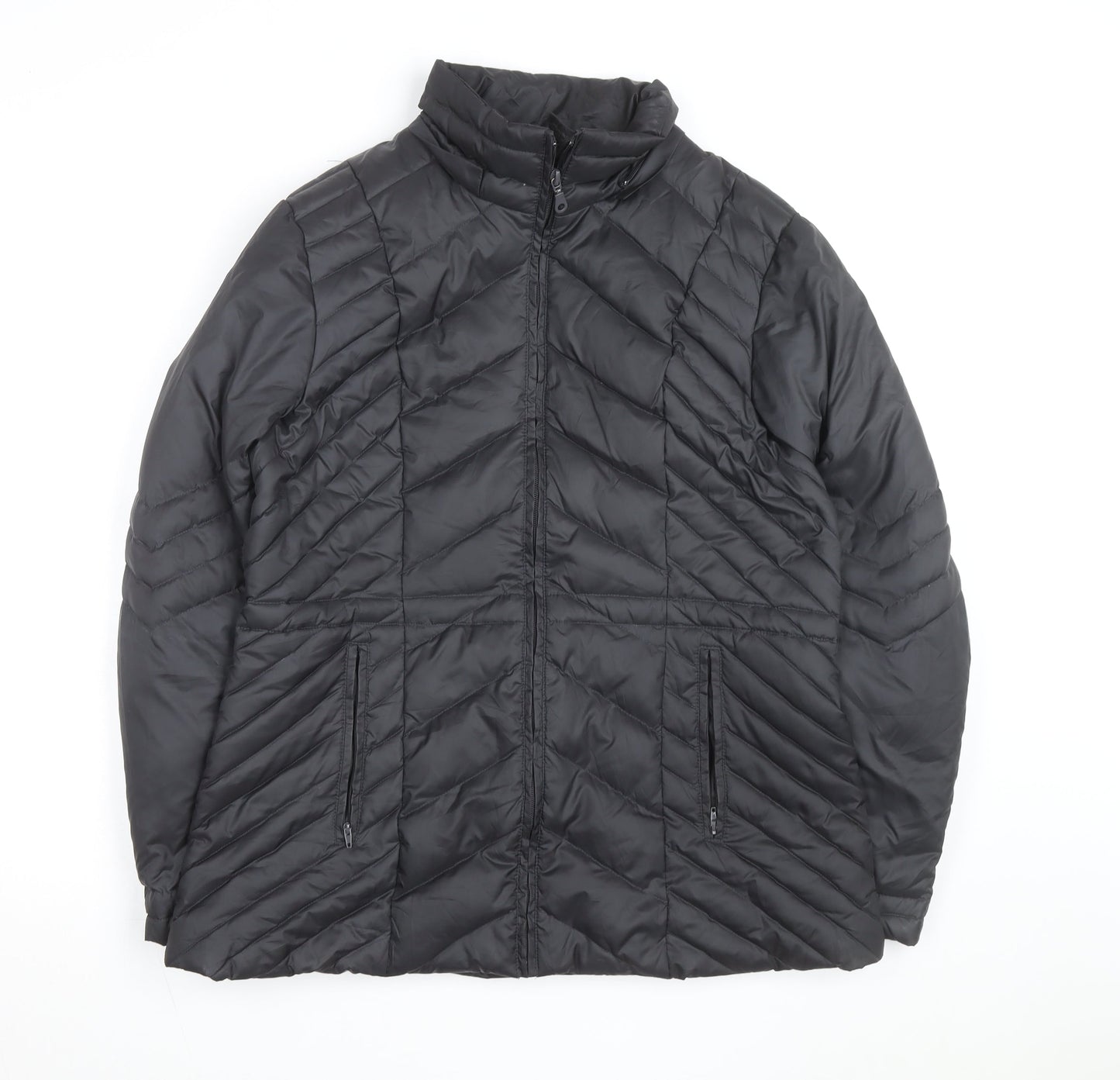 Cleo Women's Black Down Puffer Jacket M Quilted Insulated Mid-Length