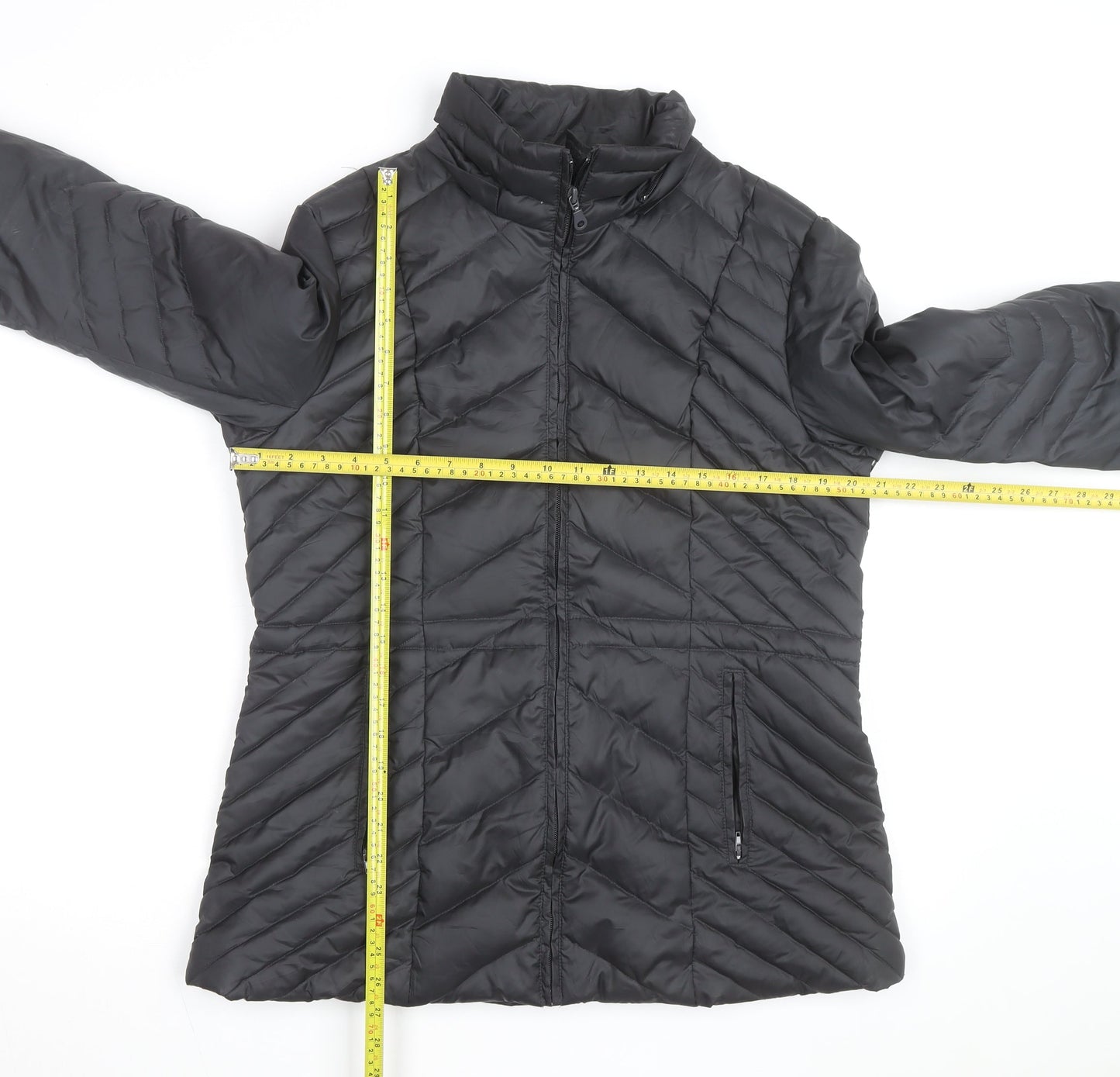 Cleo Women's Black Down Puffer Jacket M Quilted Insulated Mid-Length