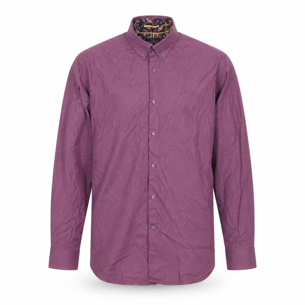 Next Signature Men’s Purple Cotton Button-Down Shirt Regular Fit 17”