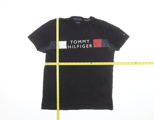 Tommy Hilfiger Men’s Black Logo Cotton Crew Neck T-Shirt Size M