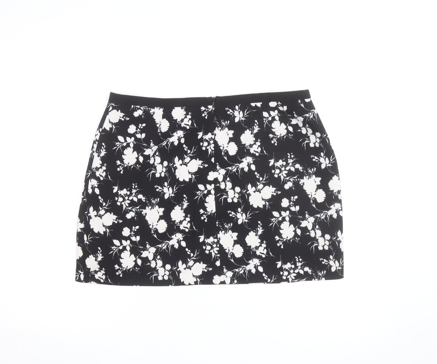 Oasis Womens Black Floral Short Pencil Skirt Size 16
