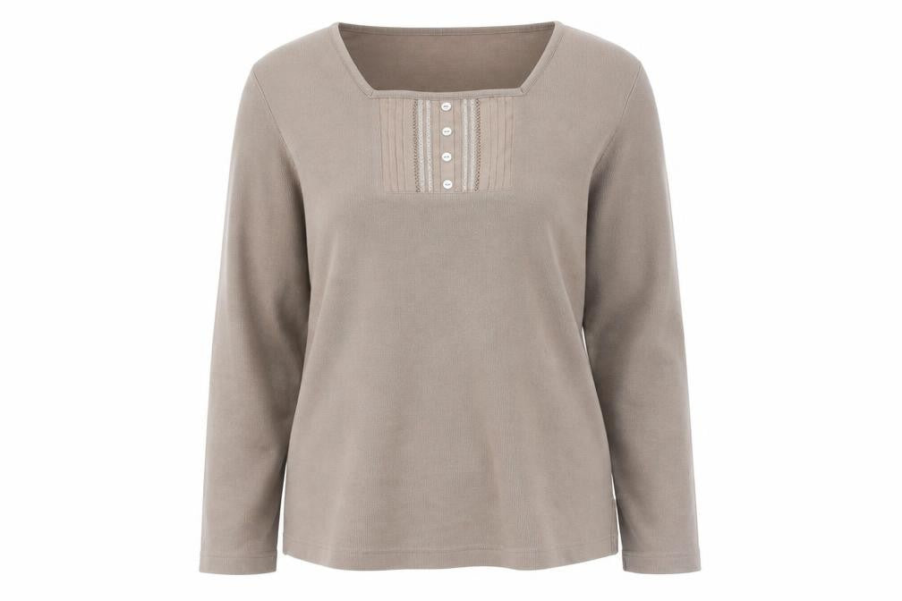 Bonmarché Womens Beige Henley Jumper L Long Sleeve Cotton Blend