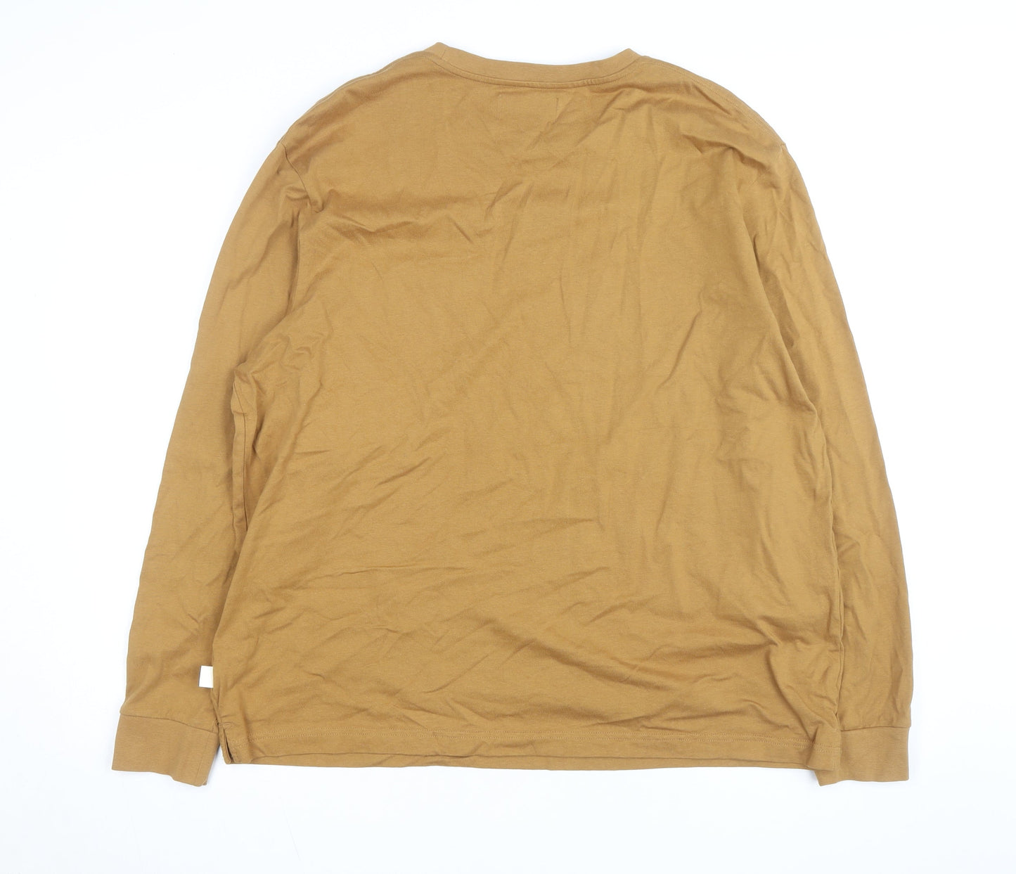 Marks and Spencer Men's Brown 2XL Long Sleeve Cotton Top