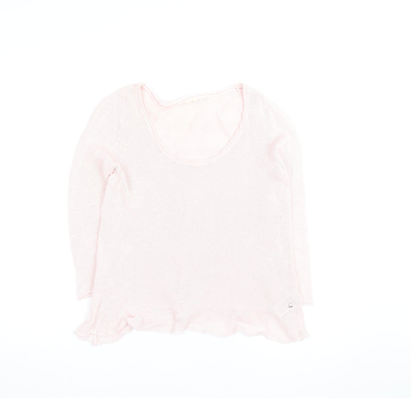 White Stuff Women's Pink Lightweight Scoop Neck Knit Jumper M