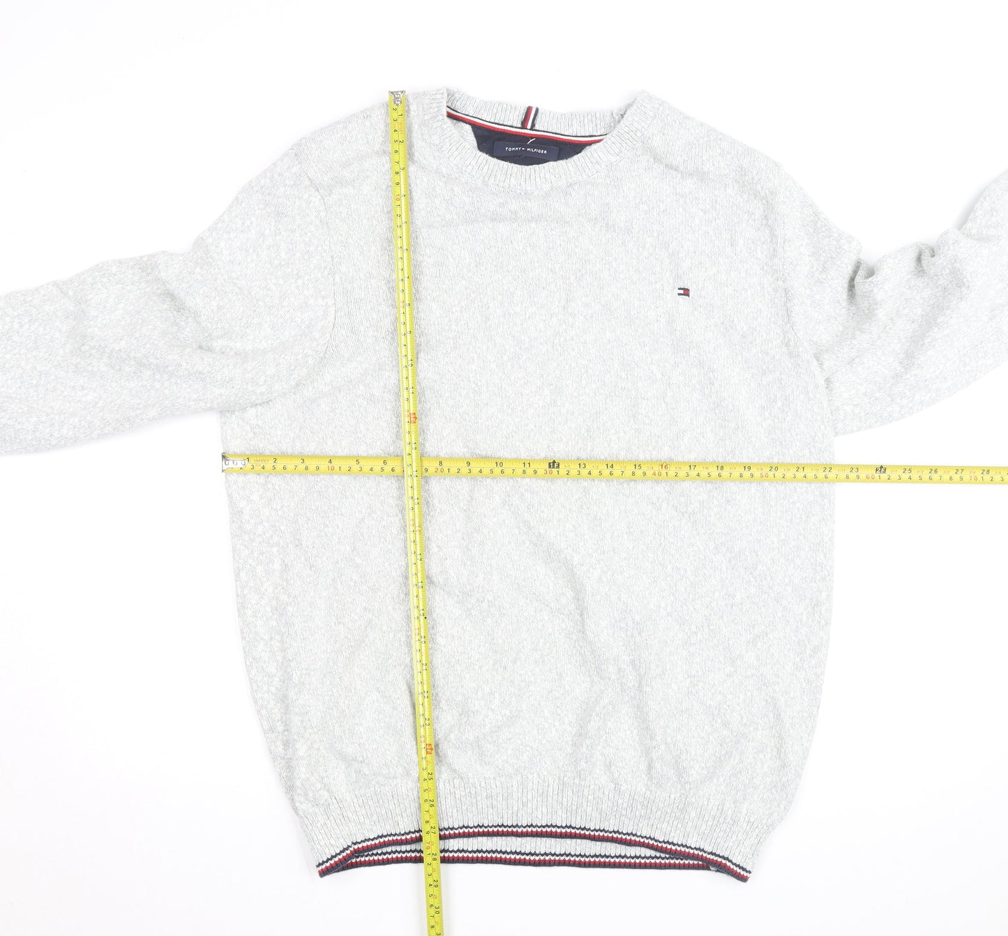 Tommy Hilfiger Men's Grey Cotton Wool Pullover Jumper Size L